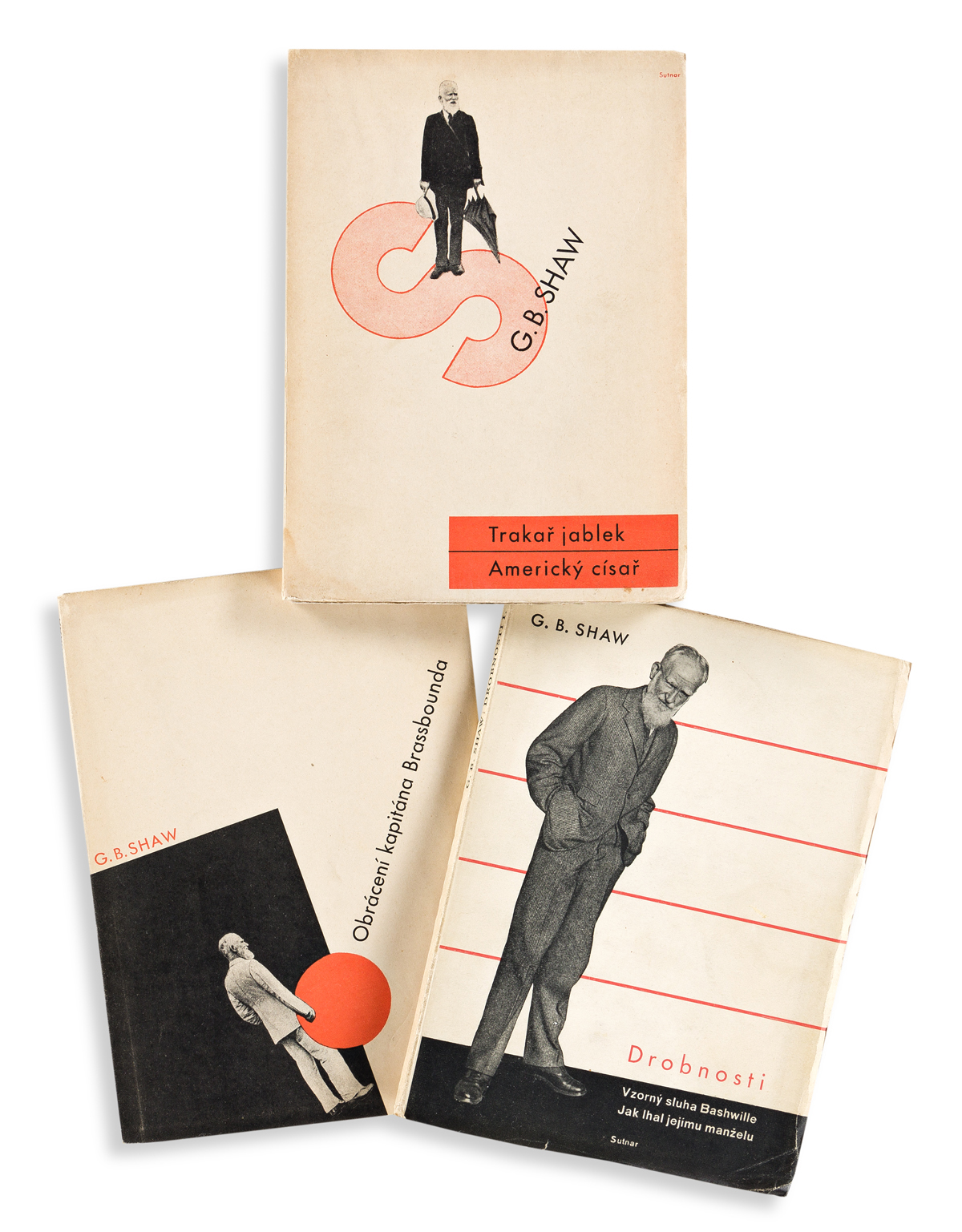 LADISLAV SUTNAR (1897-1976).  [COVER DESIGNS / GEORGE BERNARD SHAW.] Group of 3 softcover books. 1932-1933. Each 7½x5½ inches, 19x14 cm